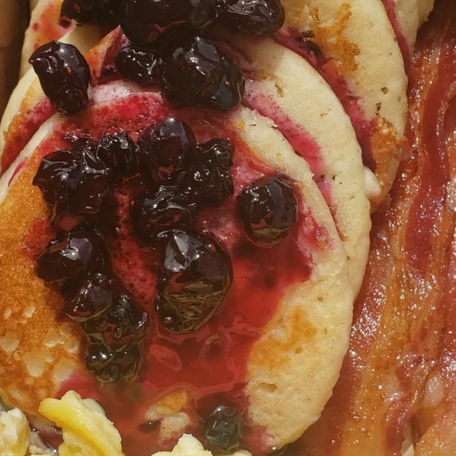Blueberry pancake breakfast platter