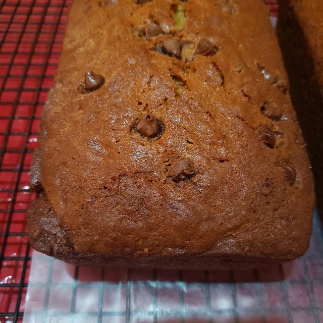 Loaf cake on a cooling rack