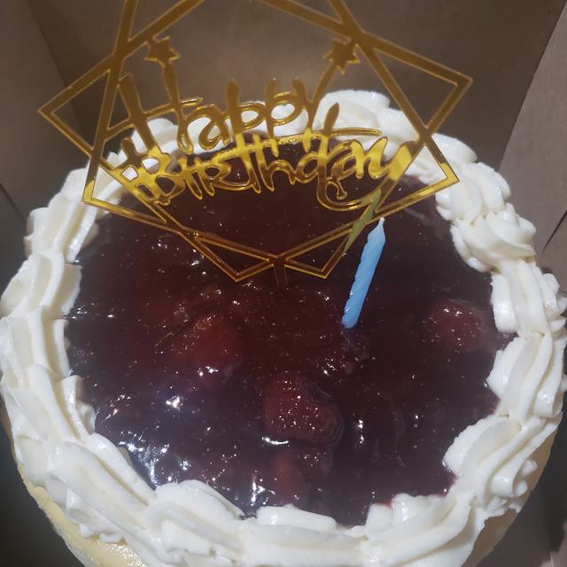 Birthday cake with berry topping